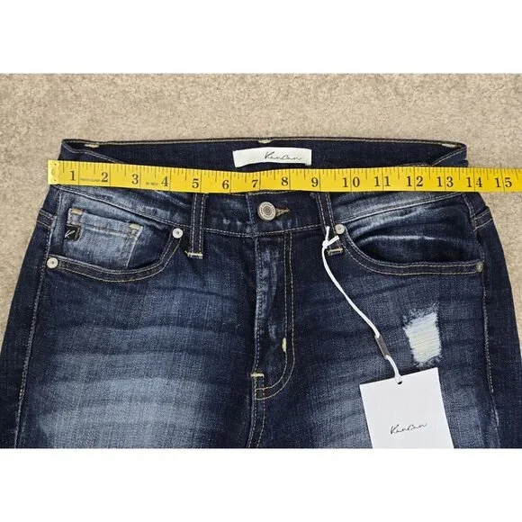 NEW Kancan Jeans Womens Sz 27 Cuffed Mid Rise Skinny Stretch Blue KC7105D NWT - Picture 10 of 12